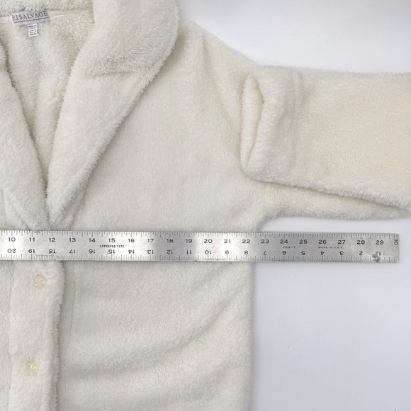 P.J. Salvage Oversized Cozy Plush Faux Fur Cream Teddy Bear Fleece Coat Size S - Picture 5 of 7
